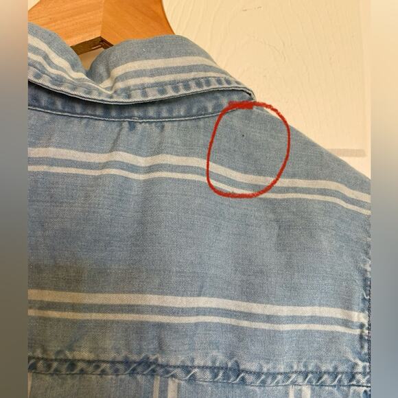 BeachLunchLounge Chambray Striped Lace Up Collar Mini Sleeveless Sun Dress Small - Picture 6 of 10